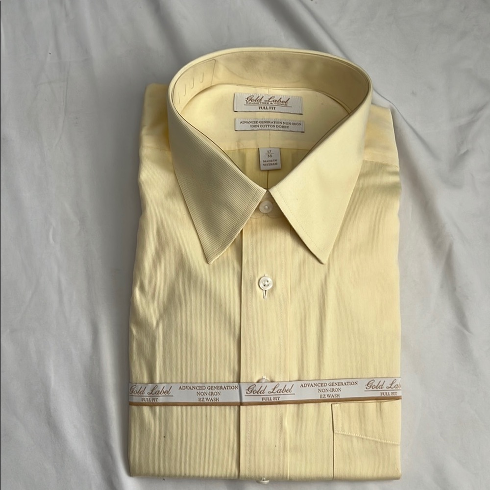 Roundtree & Yorke Yellow Dress Shirt Classic Style